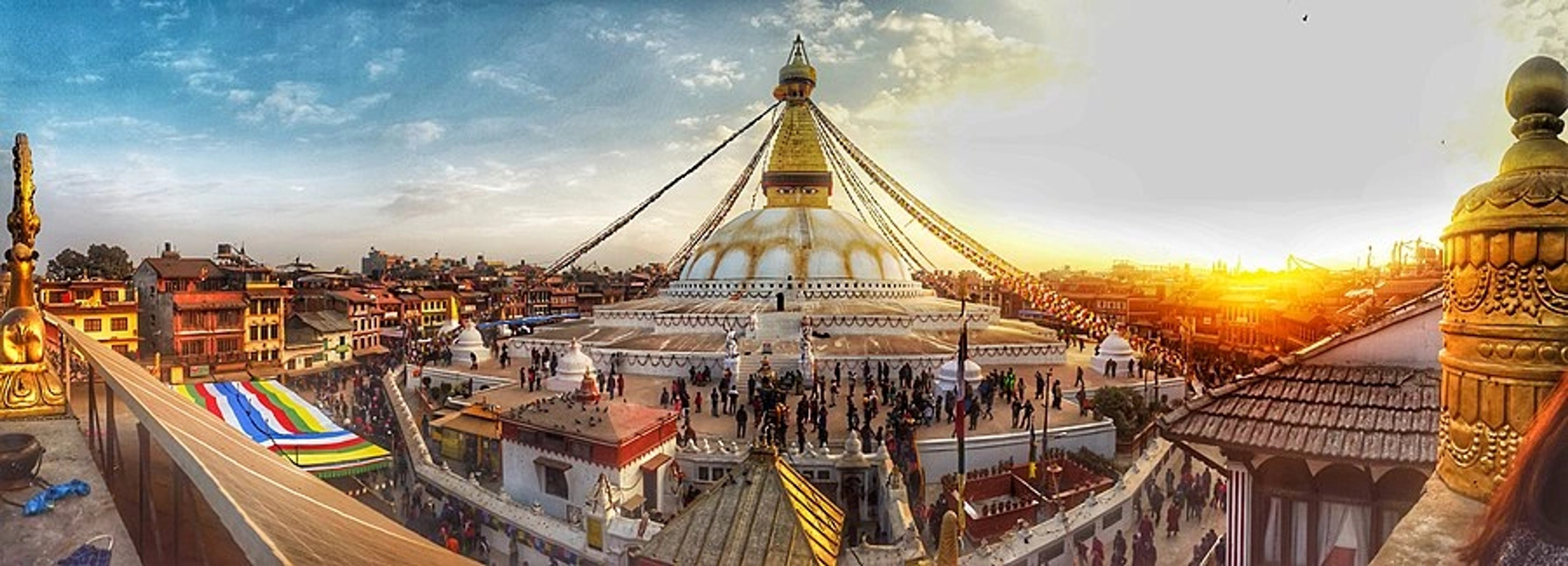The Great Stupa of Boudhanath at sunset