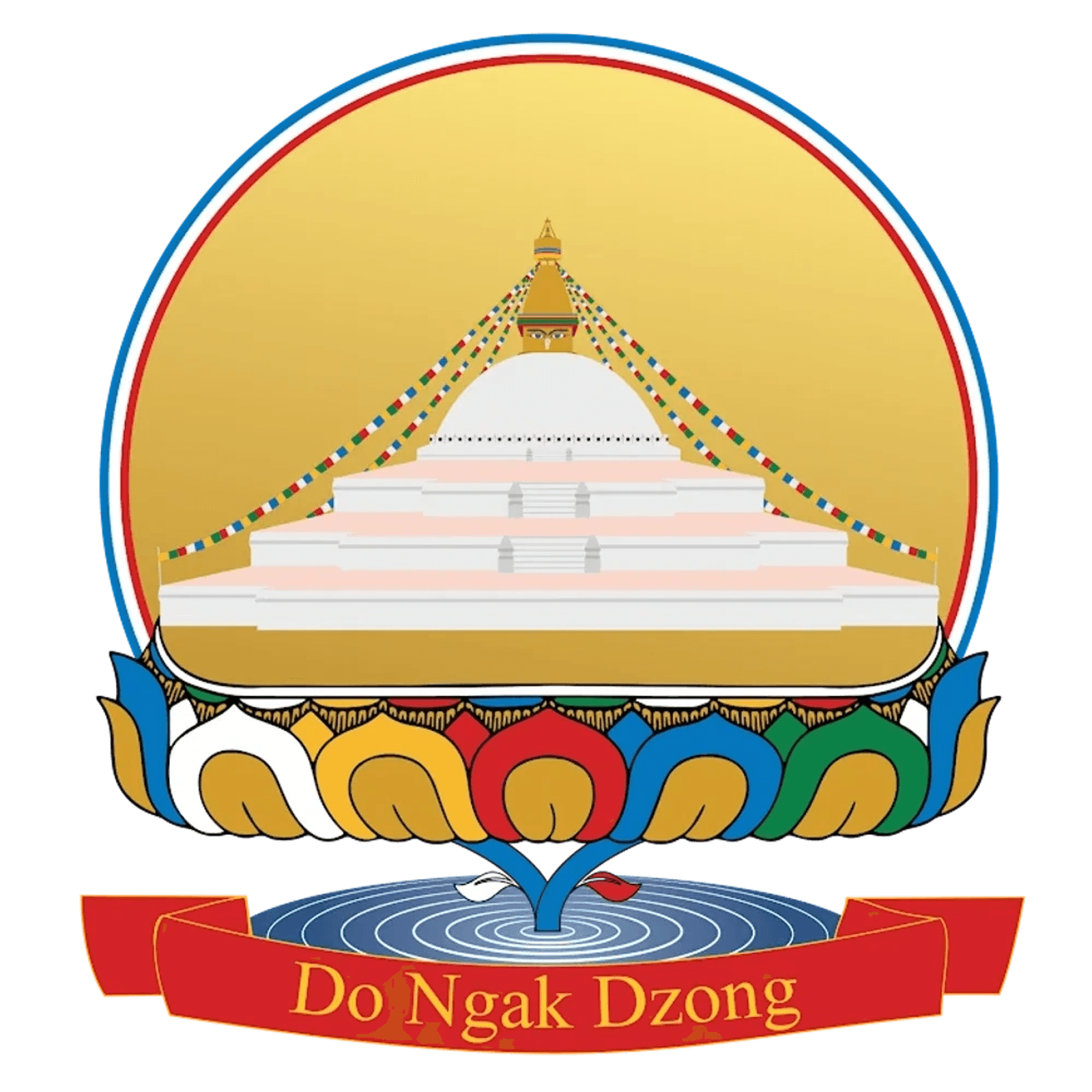 The emblem of Do Ngak Dzong: the Great Stupa on a lotus